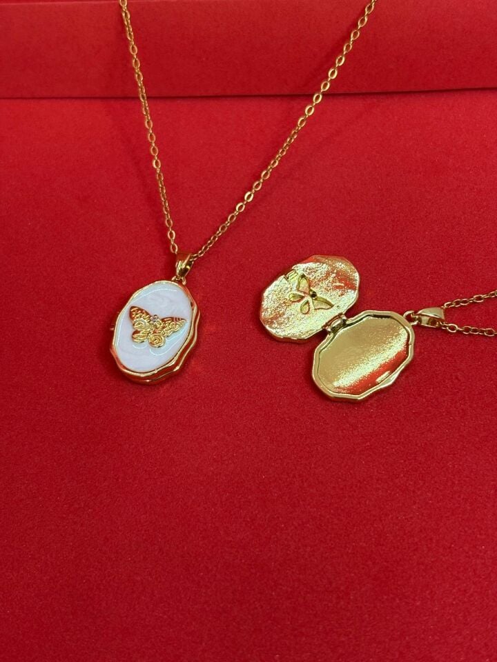 Melisa Takı & Aksesuar 316L Çelik Gold Renk Açılır Resimli Kolye