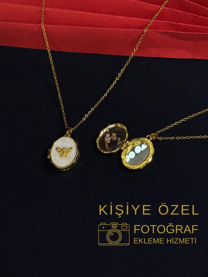 Melisa Takı & Aksesuar 316L Çelik Gold Renk Açılır Resimli Kolye