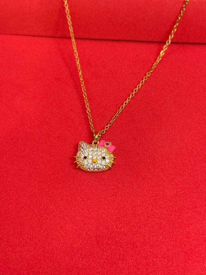 Melisa Takı & Aksesuar 316L Çelik Gold Renk Hello Kitty Kolye