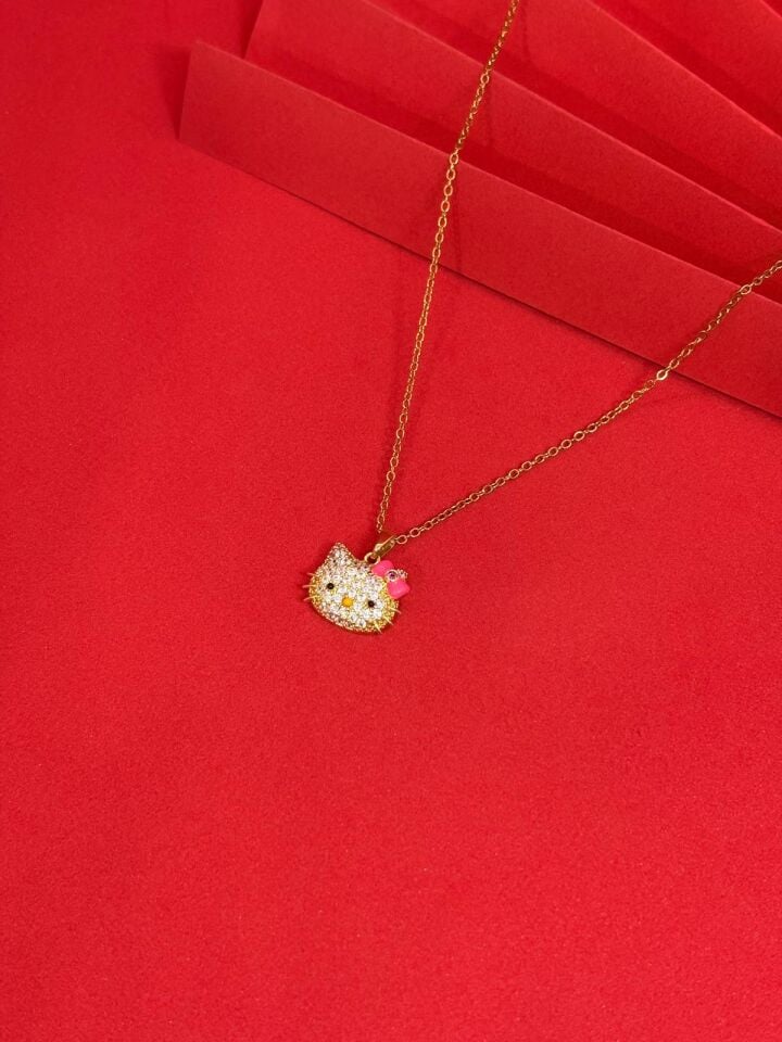 Melisa Takı & Aksesuar 316L Çelik Gold Renk Hello Kitty Kolye