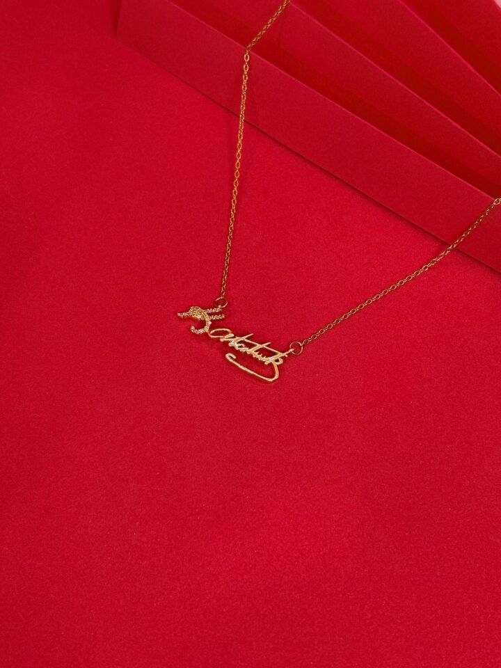 Melisa Takı & Aksesuar 316L Çelik Gold Renk ATATÜRK İmzalı Kolye