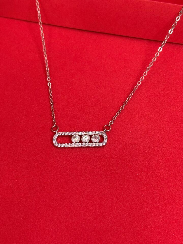 Melisa Takı & Aksesuar 316L Çelik Gümüş Renk Zirkon Taşlı Kolye