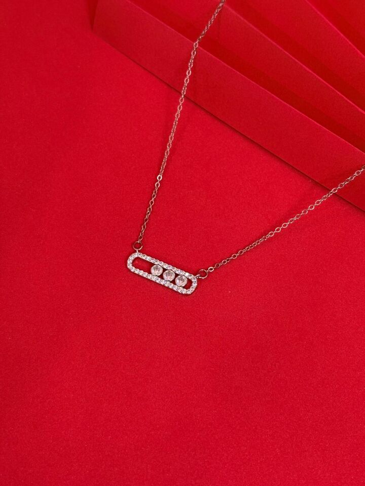 Melisa Takı & Aksesuar 316L Çelik Gümüş Renk Zirkon Taşlı Kolye