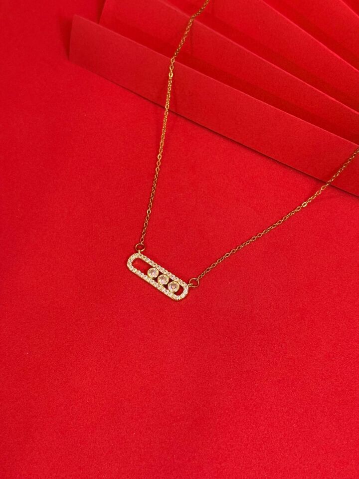 Melisa Takı & Aksesuar 316L Çelik Gold Renk Zirkon Taşlı Kolye