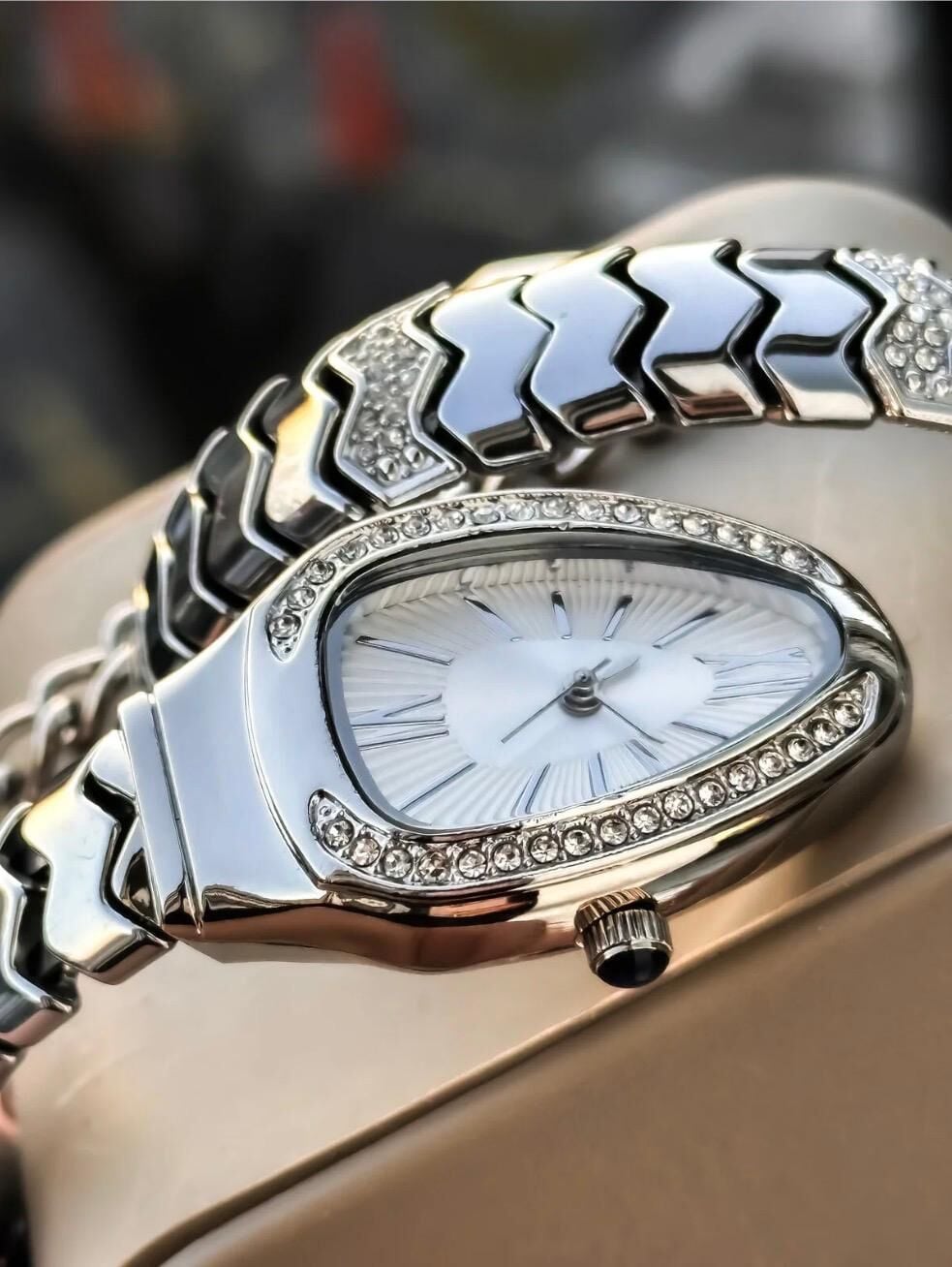 Melisa Takı & Aksesuar Çelik Siyah - Gümüş Renk Yılan Saat