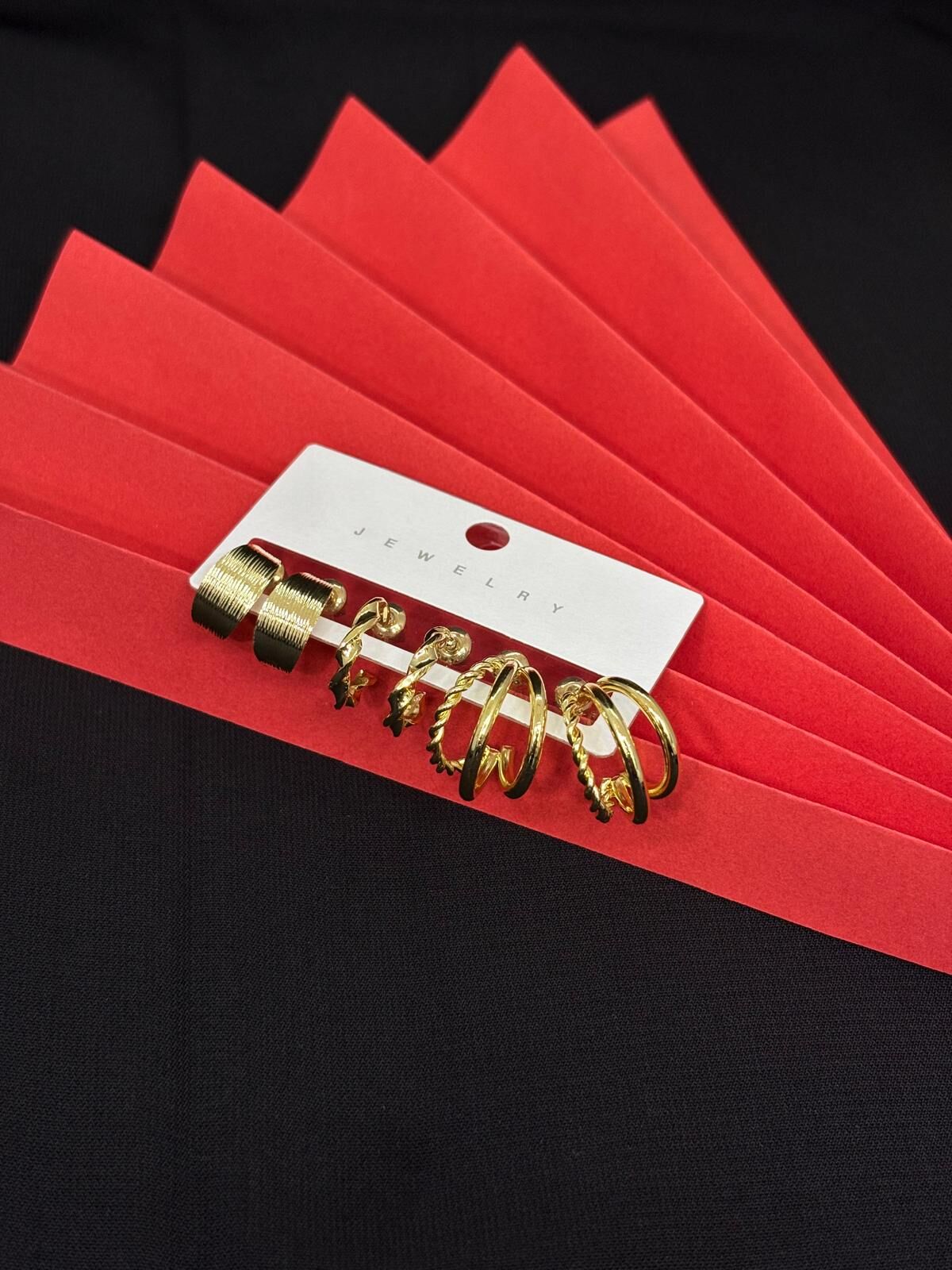 Melisa Takı & Aksesuar 316L Çelik Jewelry Gold Renk 6lı Set Zirkon Taşlı Küpe