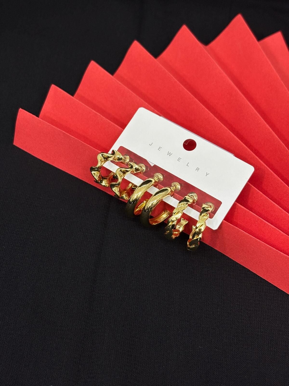 Melisa Takı & Aksesuar 316L Çelik Jewelry Gold Renk 6lı Set Zirkon Taşlı Küpe