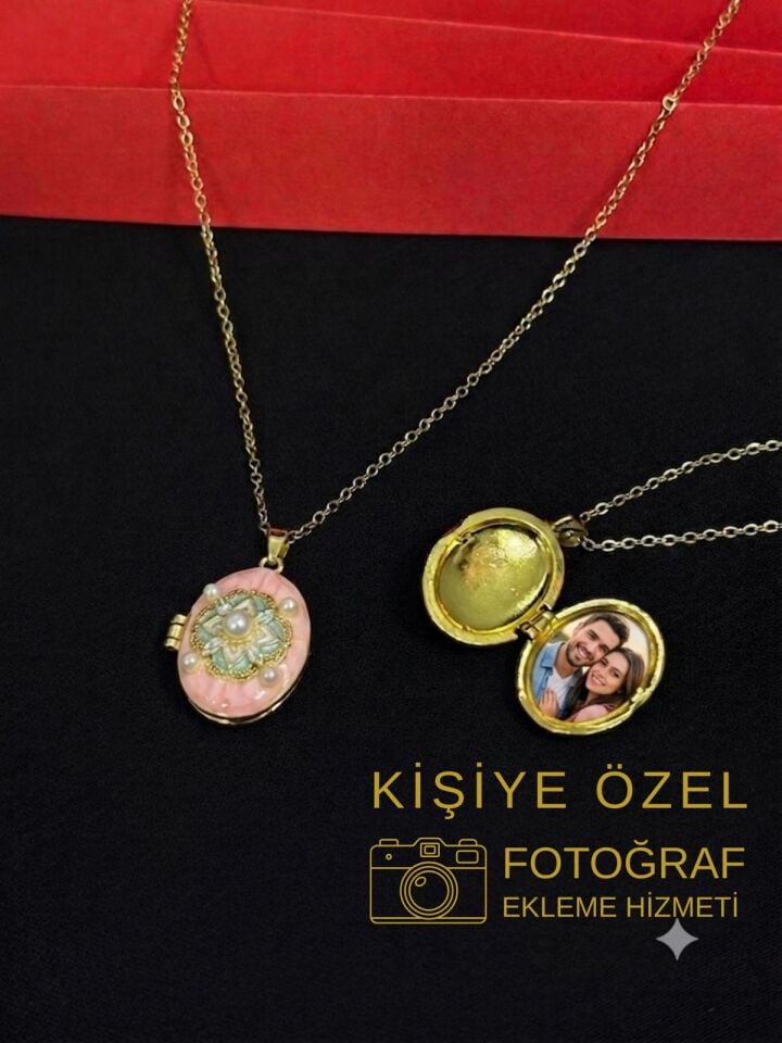 Melisa Takı & Aksesuar 316L Çelik Gold Renk Açılır Resimli Kolye (Fotoğraf eklenebilir)
