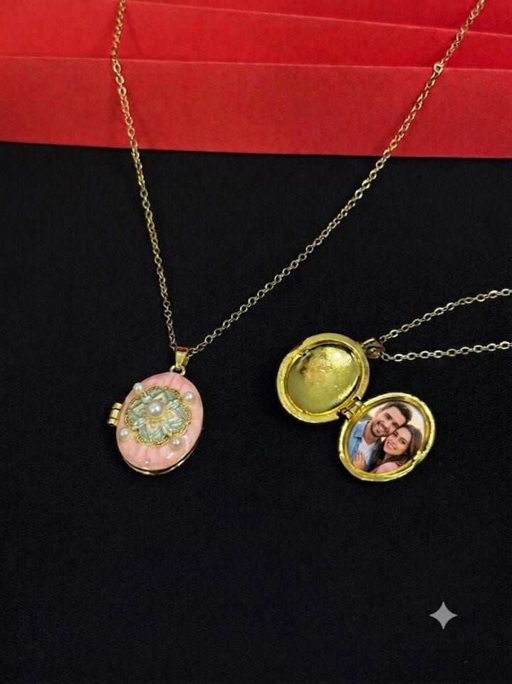 Melisa Takı & Aksesuar 316L Çelik Gold Renk Açılır Resimli Kolye (Fotoğraf eklenebilir)