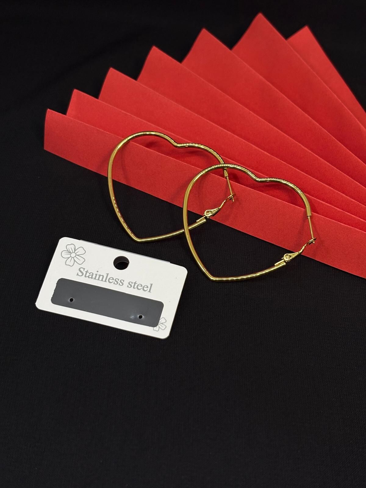 Melisa Takı & Aksesuar 316L Çelik Gold Renk Kalp Halka Küpe