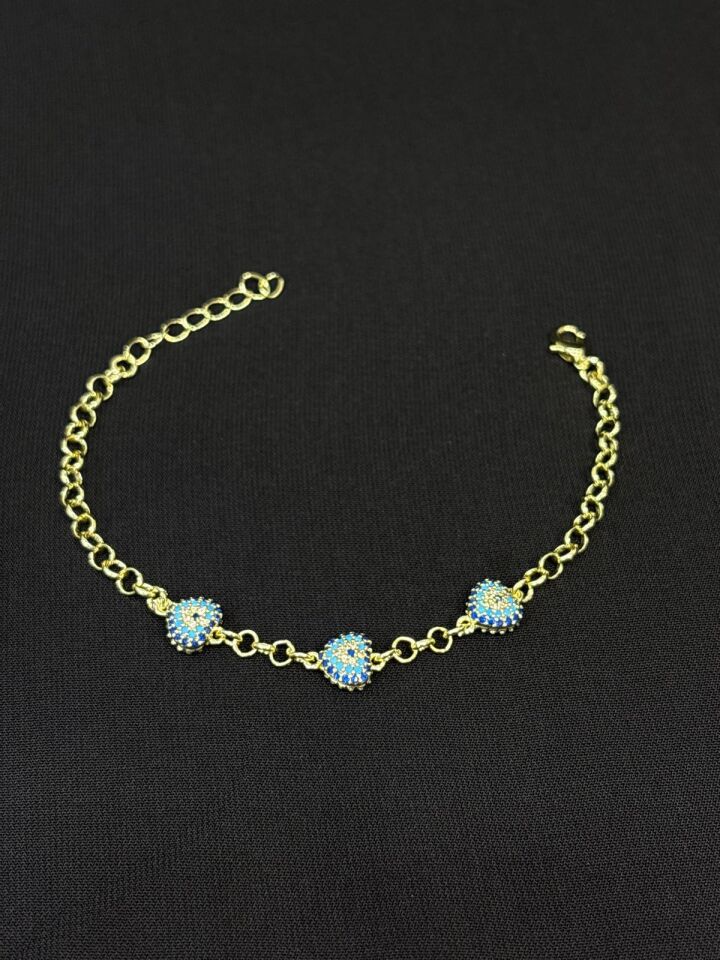 Melisa Takı & Aksesuar 14K Gold Renk Xuping Kalp Nazar Taşlı Bileklik 21cm