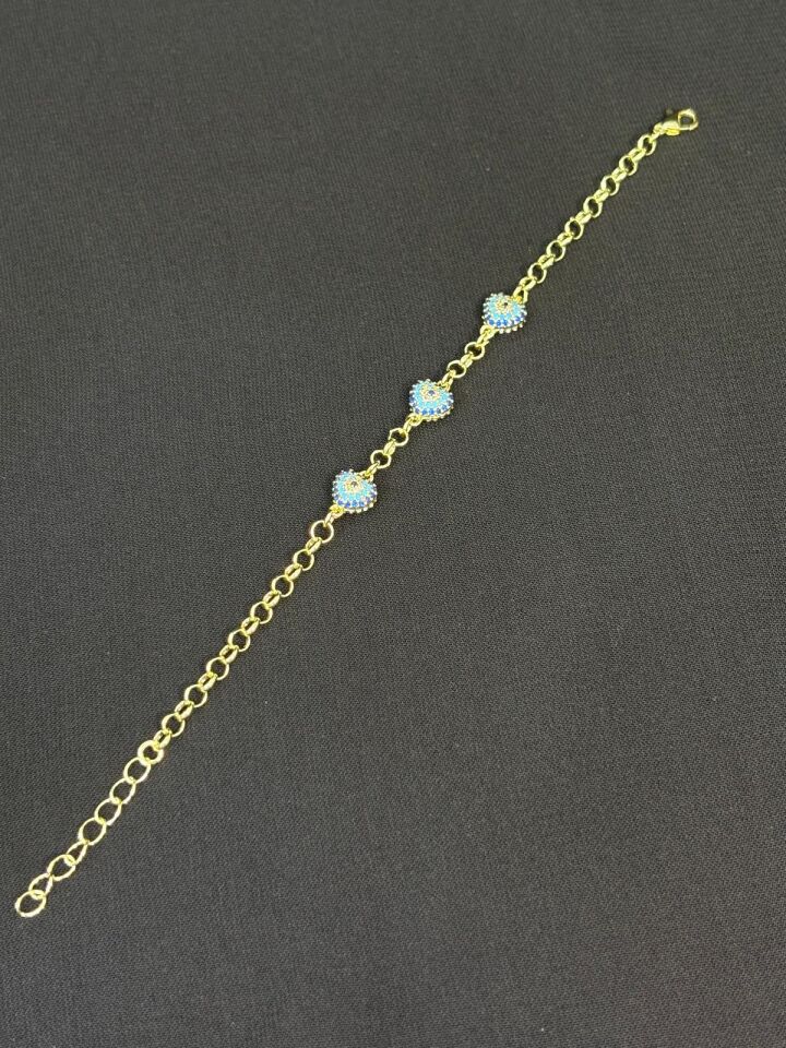 Melisa Takı & Aksesuar 14K Gold Renk Xuping Kalp Nazar Taşlı Bileklik 21cm