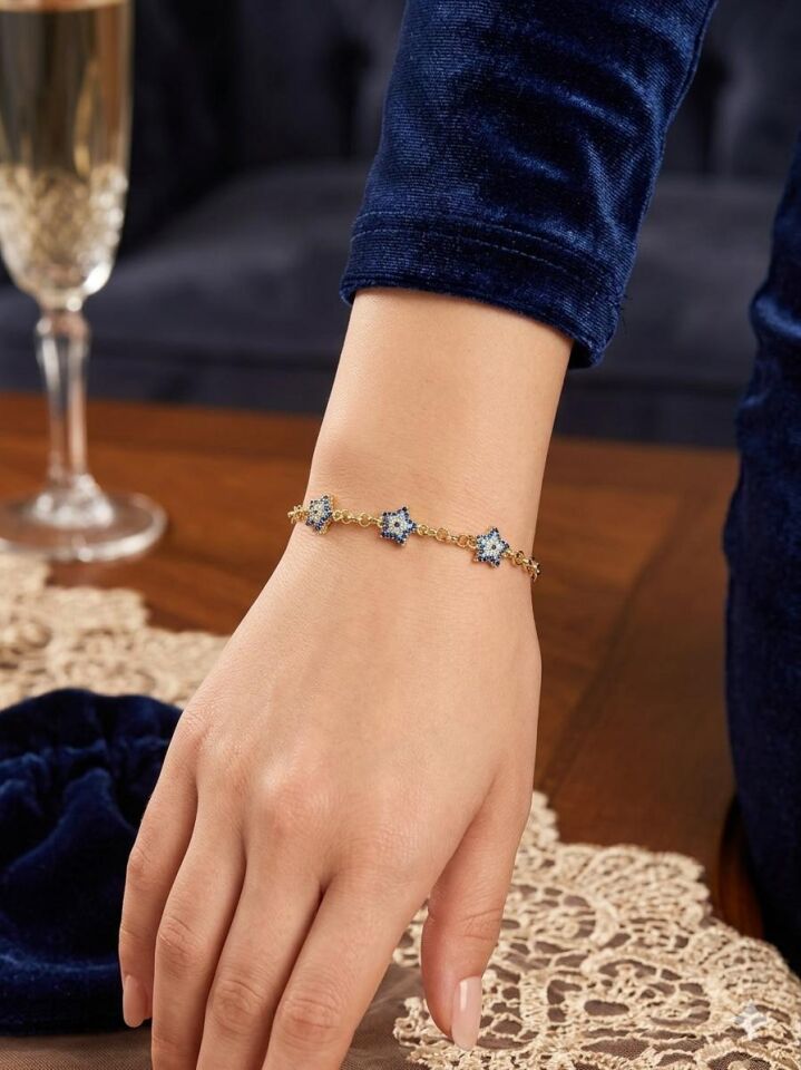 Melisa Takı & Aksesuar 14K Gold Renk Xuping Yıldız Nazar Taşlı Bileklik 21cm