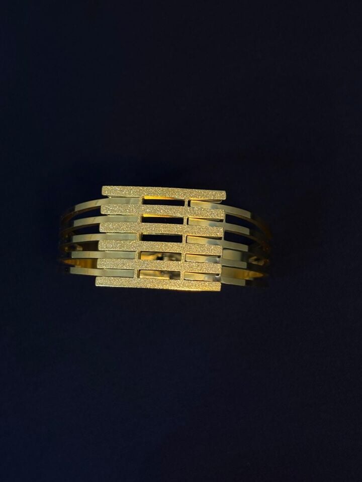 316L Çelik Gold Renk Simli Kelepçe Bileklik