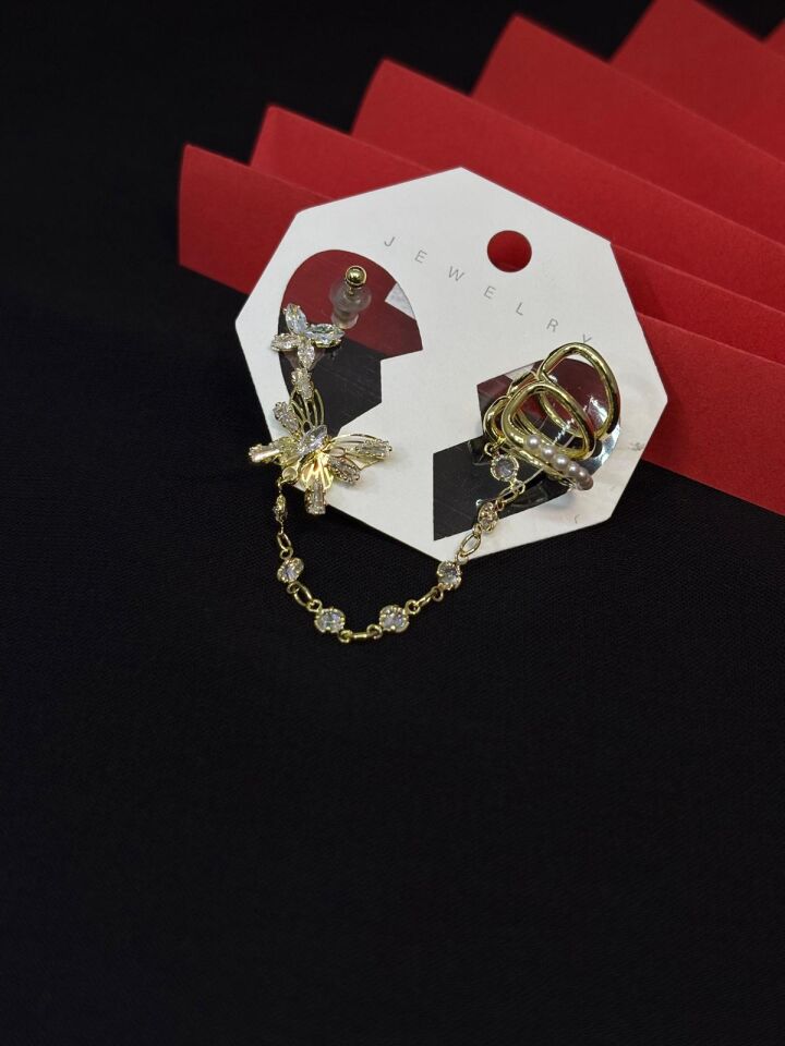 Melisa Takı & Aksesuar 316L Çelik Jewelry Gold Renk 4lü Set Ear Cuff Küpe