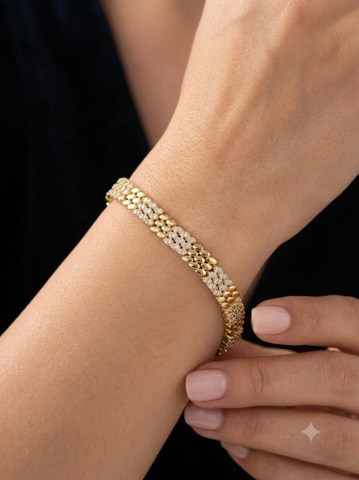 Melisa Takı & Aksesuar 14K Gold Renk Ysx Zirkon Taşlı Bileklik 20cm Ayarlanabilir