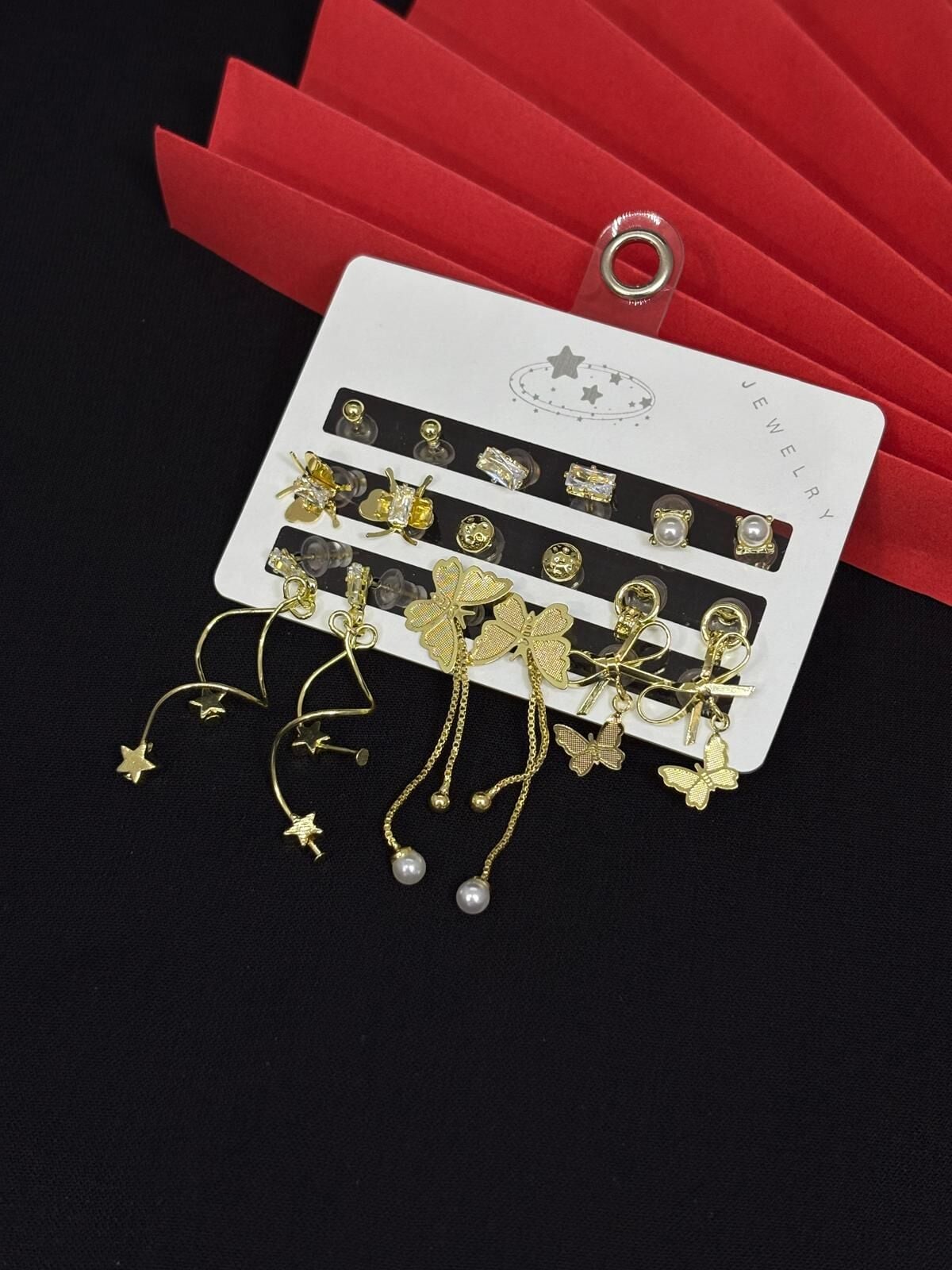 Melisa Takı & Aksesuar 316L Çelik Jewelry Gold Renk Çoklu Set Küpe