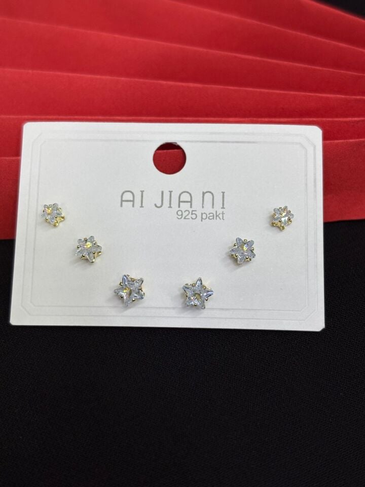 Melisa Takı & Aksesuar 316L Çelik Jewelry Gold Renk 6lı Set Küpe