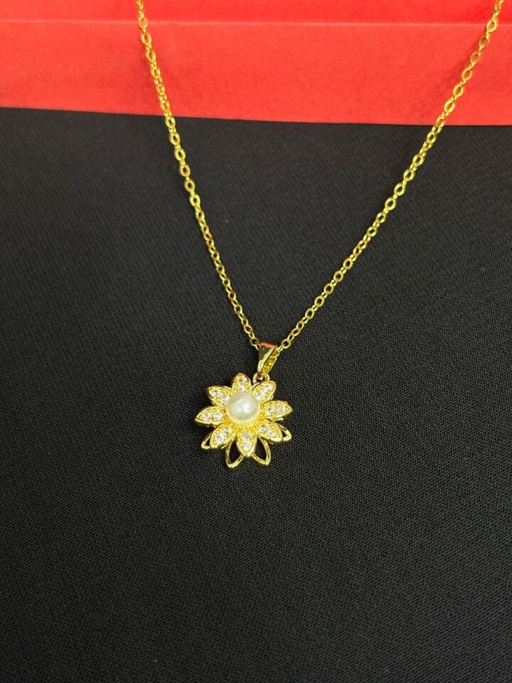 Melisa Takı & Aksesuar 316L Çelik Gold Renk Dönen Taşlı Stres Kolye