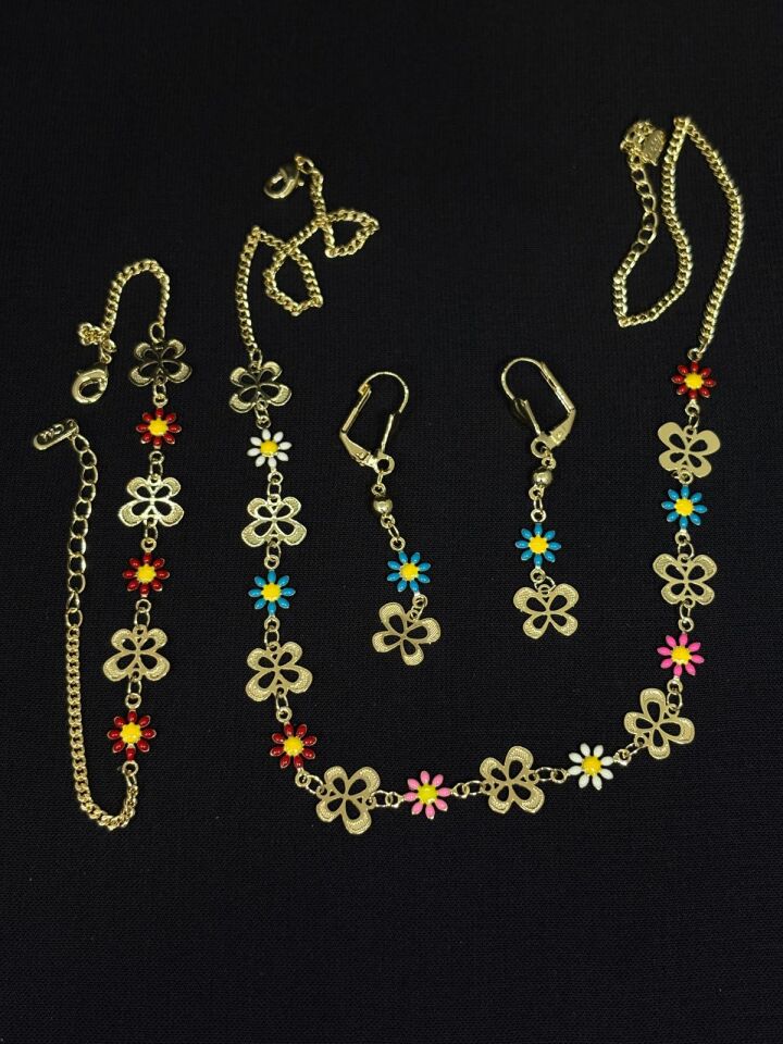 Melisa Takı & Aksesuar 14K Çelik Gold Renk Kelebek Set