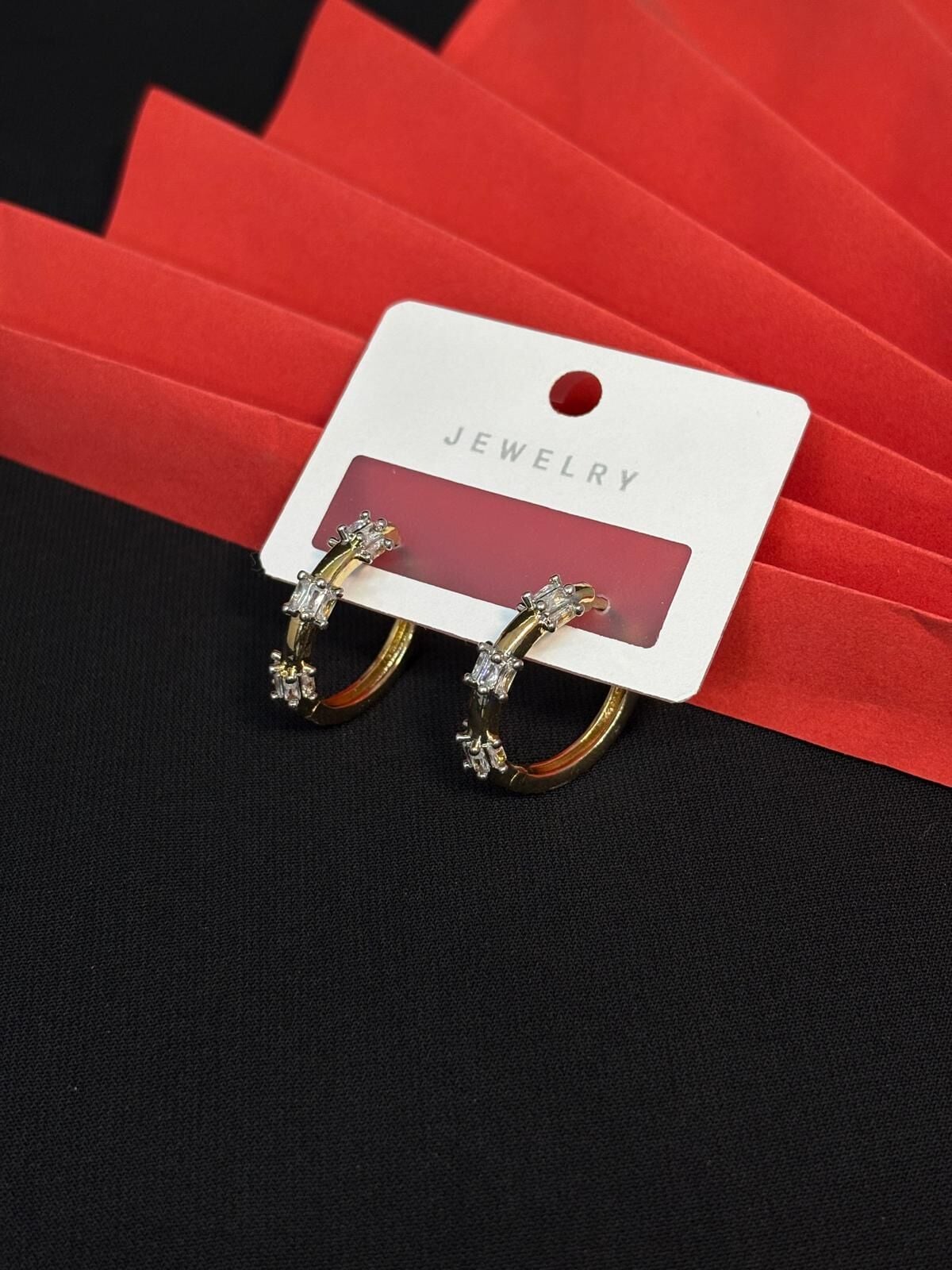 Melisa Takı & Aksesuar Jewelry Çelik Gold Renk Taşlı Küpe
