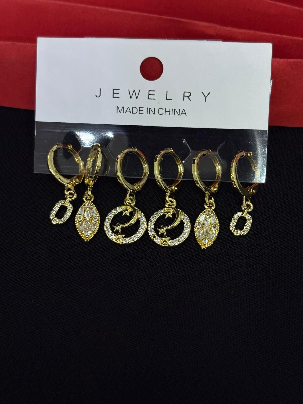 Melisa Takı & Aksesuar 316L Çelik Jewelry Gold Renk 6lı Set Zirkon Taşlı Küpe