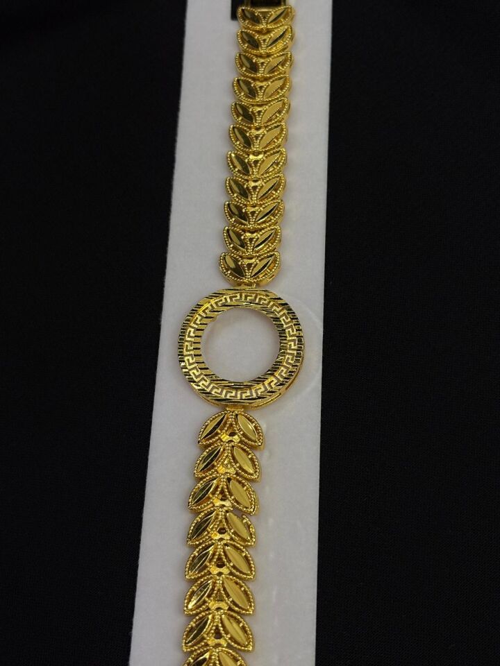 24K Gold Renk Kaplama CM Arpa Çeyreklik Bileklik