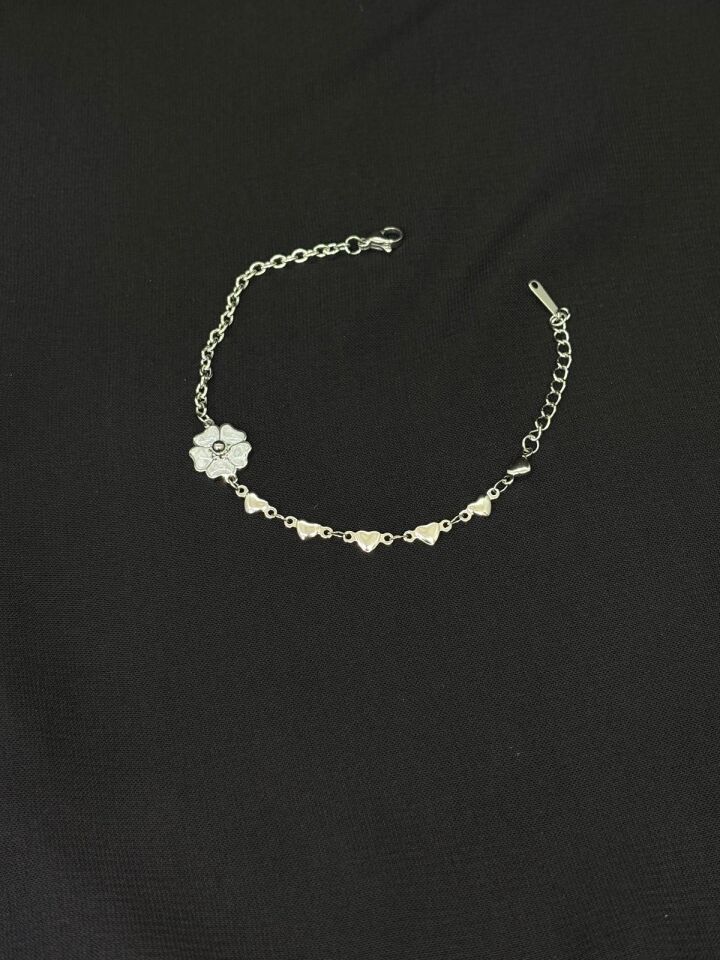 316L Çelik Gümüş Renk Vancleff Yonca Bileklik