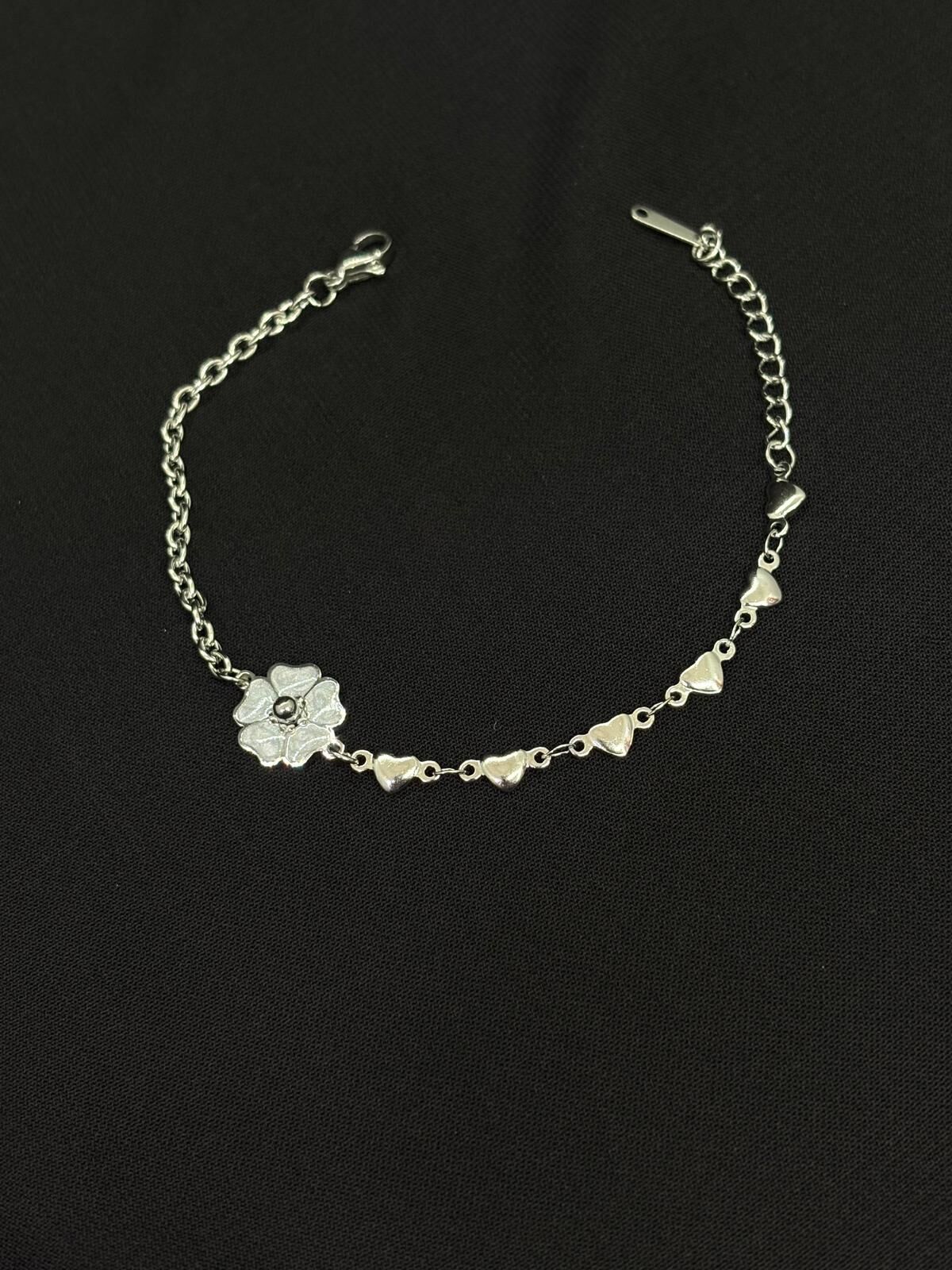 316L Çelik Gümüş Renk Vancleff Yonca Bileklik